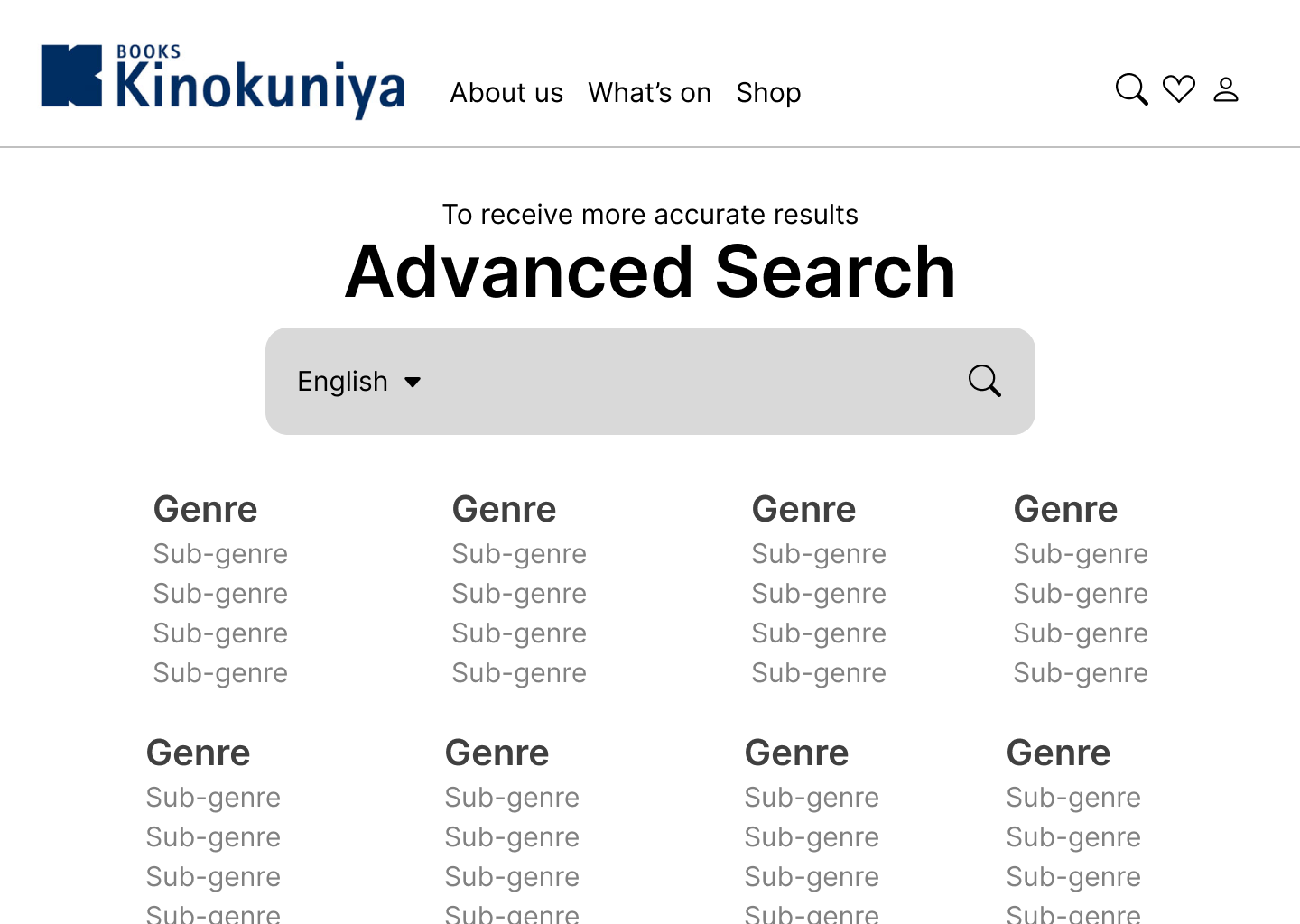 Advanced Search Wireframe