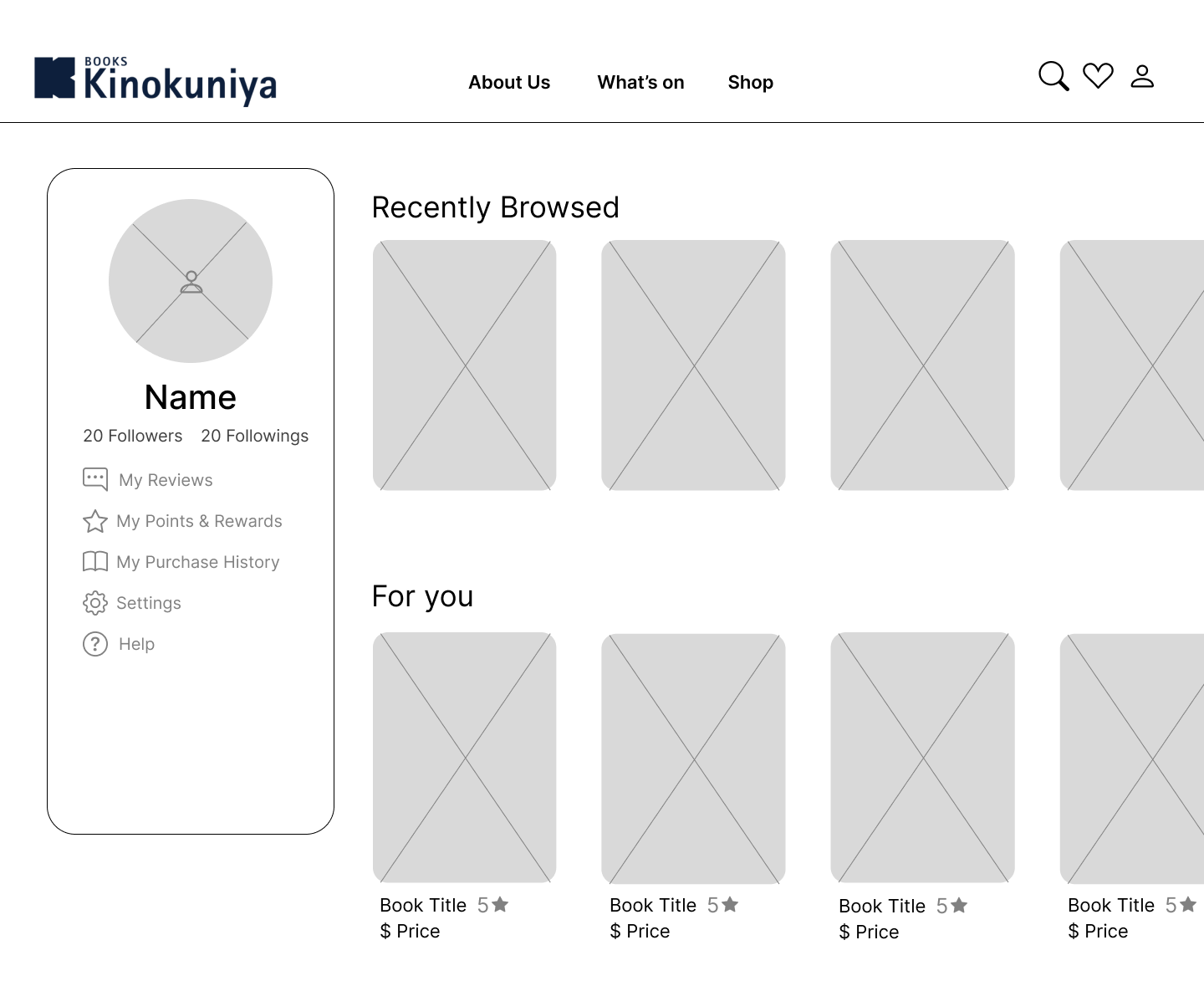 Overview of Books Wireframe